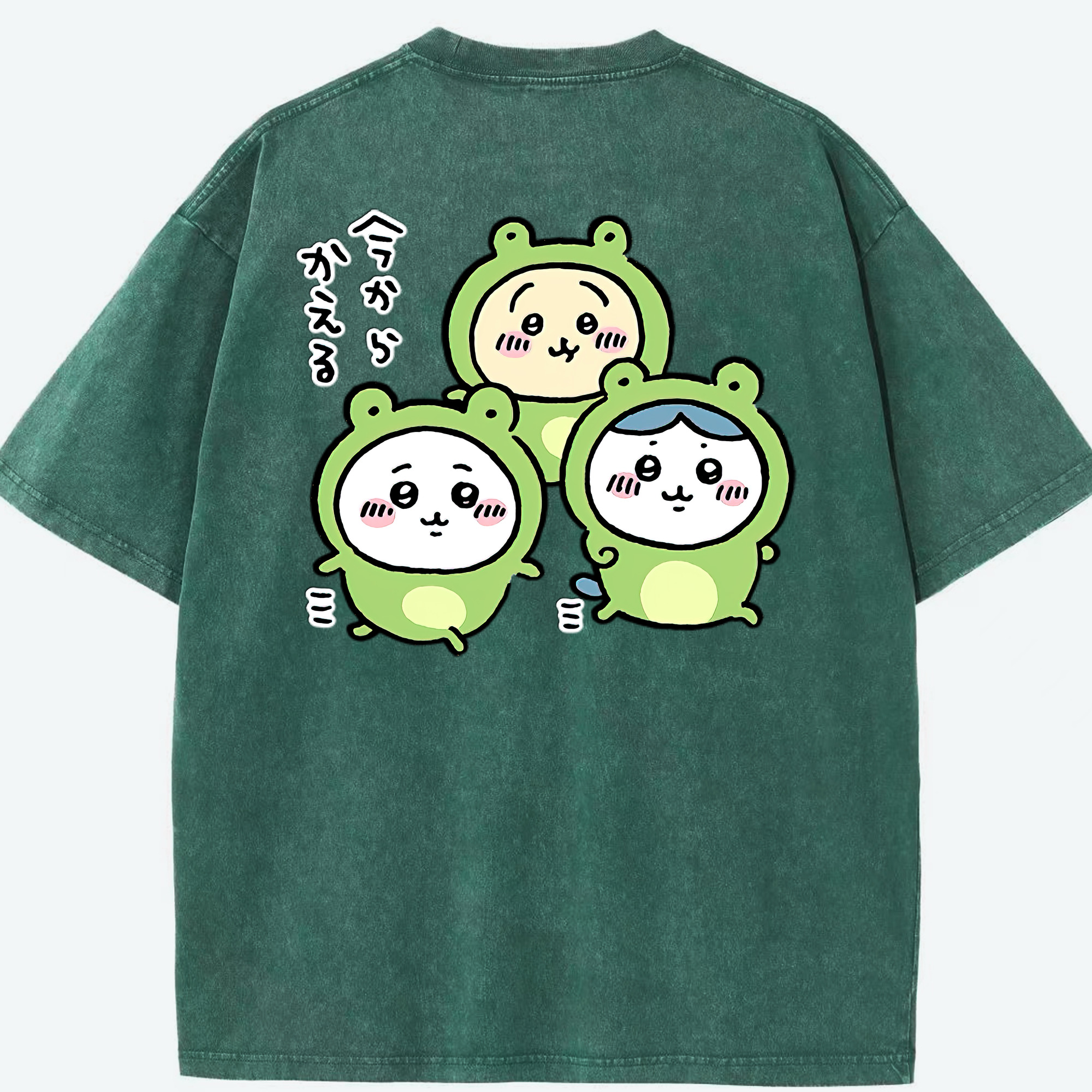 （画像用） ちいかわ ハチワレ Chii-kawa hachiware 綿100% ヴィンテージ風 半袖Tシャツ（背面プリント）